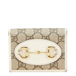 Gucci GG Supreme Horsebit Bifold Wallet Beige White Leather